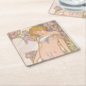 The Iris (1897) by Alphonseミュシャ スクエアペーパーコースター (アングル)