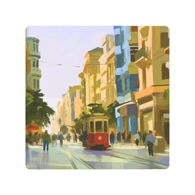 The Istanbul nostalgic tramway メタルプリント (正面)