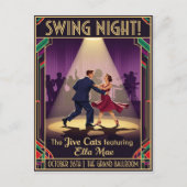The Jive Cats Swing Night ビンテージ ポストカード (正面)