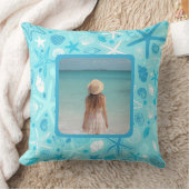 The Johnson Beach House Pillow, Cute Sea Pattern クッション (ブランケット)