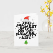 The Jolliest On The Naughty List Funny Christmas  カード (黄色い花)
