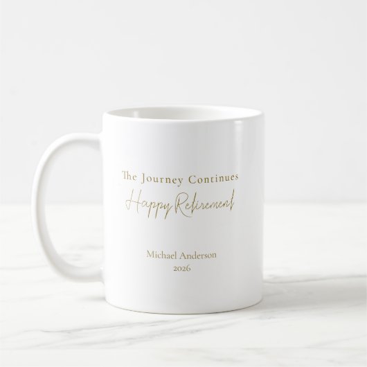 The Journey Continues Personalized Retirement Gift コーヒーマグカップ (左)