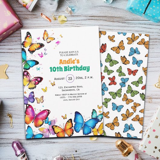 The Joy of Butterflies 10th Birthday Invitation 招待状