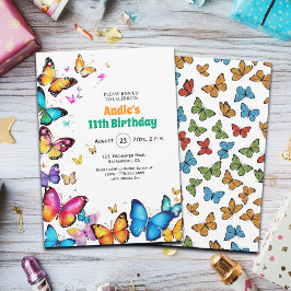 The Joy of Butterflies 11th Birthday Invitation 招待状