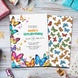 The Joy of Butterflies 12th Birthday Invitation 招待状
