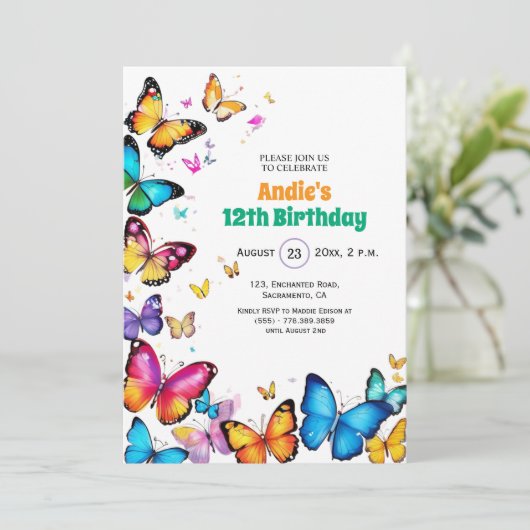 The Joy of Butterflies 12th Birthday Invitation 招待状 (スタンド正面)