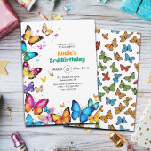 The Joy of Butterflies 3rd Birthday Invitation 招待状
