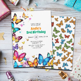The Joy of Butterflies 3rd Birthday Invitation 招待状