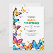 The Joy of Butterflies 4th Birthday Invitation 招待状 (正面)