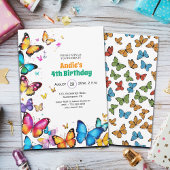 The Joy of Butterflies 4th Birthday Invitation 招待状