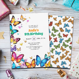The Joy of Butterflies 9th Birthday Invitation 招待状