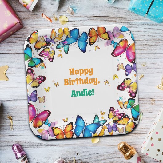 The Joy of Butterflies Birthday Party ペーパープレート