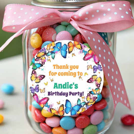 The Joy of Butterflies Birthday Party ラウンドシール