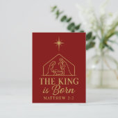 The King Is Born Nativity Christmas Design シーズンポストカード (スタンド正面)