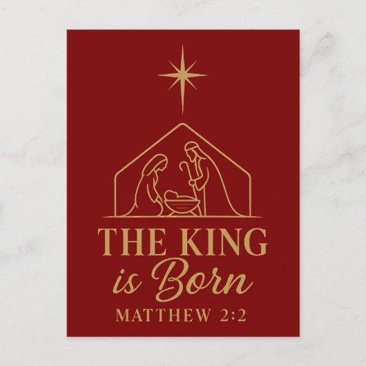 The King Is Born Nativity Christmas Design シーズンポストカード (正面)