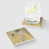 The Kiss, Art Nouveau Oil Painting, Gustav Klimt ストーンコースター (横)