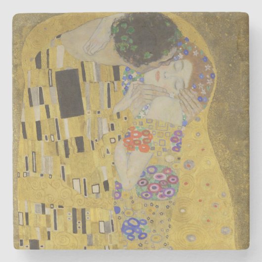 The Kiss, Art Nouveau Oil Painting, Gustav Klimt ストーンコースター (正面)