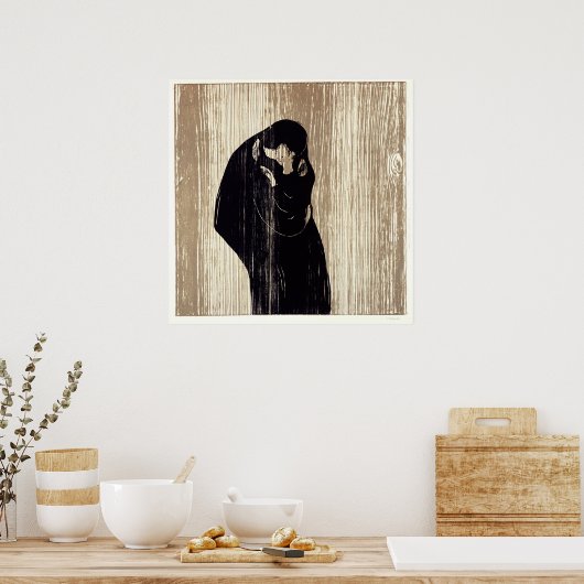 The kiss by Edvard Munch lithography, ポスター (キッチン)