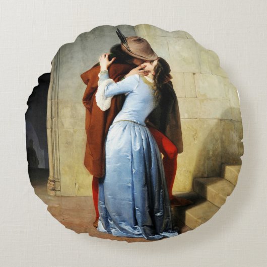 The Kiss - Francesco Hayez Il Bacio  ラウンドクッション (正面)