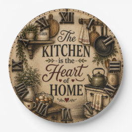 The Kitchen Is the Heart of Home Rustic Farmhouse ペーパープレート