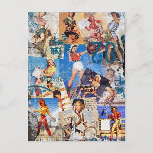 The Kitsch Bitsch :破壊された女性のカーボーイピンアップNo.1 ポストカード (正面)