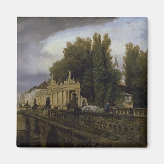 The Konigsbrucke on Konigsstrasse,ベルリン, 1835 マグネット (正面)