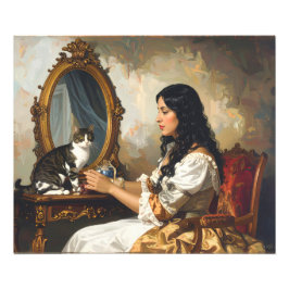  The Lady and Her Cat – A Timeless Victorian Portr フォトプリント