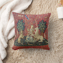 The Lady and the Unicorn (Sight) Throw Pillow クッション