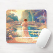The Lady Standing Beside the Lake on a Mousepad マウスパッド (マウス)
