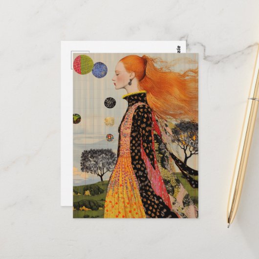 The Lady With Red Hair Collage ポストカード (正面/裏面インサイチュ)