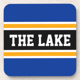 THE LAKE アスレチック ネイビーブルー イエロー ブラック ストライプ コースター