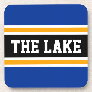 THE LAKE アスレチック ネイビーブルー イエロー ブラック ストライプ コースター