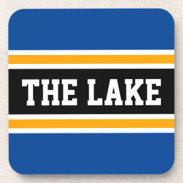 THE LAKE ロイヤルブルー 白 オレンジ 黒 ストライプ コースター