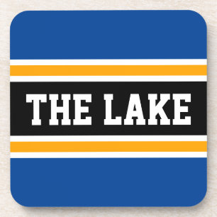 THE LAKE ロイヤルブルー 白 オレンジ 黒 ストライプ コースター
