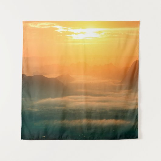 The landscape photo,  beautiful sea fog in morning タペストリー (正面)