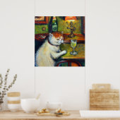 The Last Glass Of Absinthe, Impressionist Cat Art ポスター (キッチン)