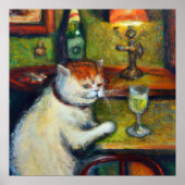 The Last Glass Of Absinthe, Impressionist Cat Art ポスター (正面)
