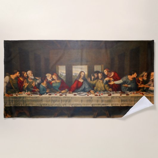 The Last Supper by Leonardo da Vinci ビーチタオル (正面)