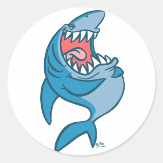 The Laughing Shark cartoonのステッカー ラウンドシール