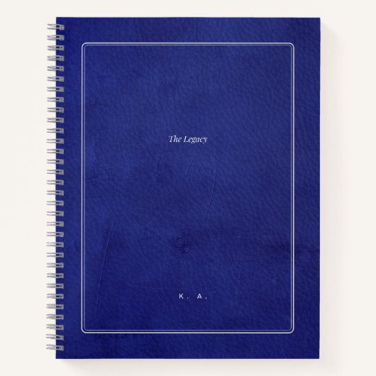 The Legacy | Indigo Leather & Silver Scholar ノートブック (正面)