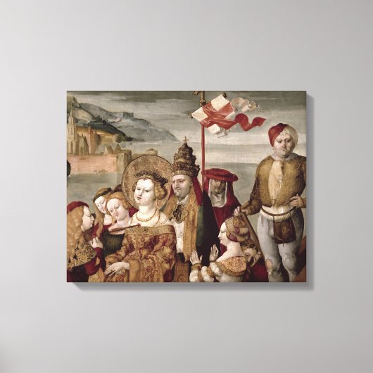 The Legend of St. Ursula, c.1530 (パネル上の油) キャンバスプリント (正面)
