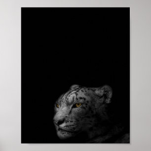 The Leopard, modern black and white photograph ポスター