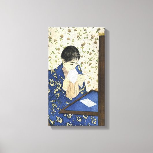 The Letter by Mary Cassatt,ヴィンテージ印象主義 キャンバスプリント (正面)