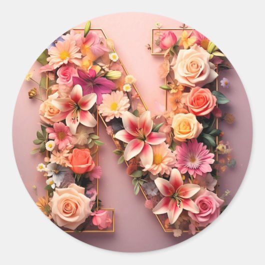 The Letter N Envelopeステッカー ラウンドシール (正面)