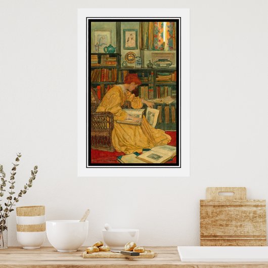 The Library by Elizabeth Shippen Green ポスター (キッチン)