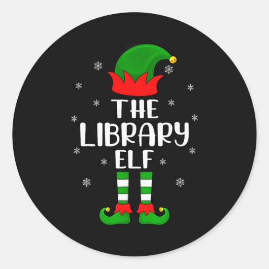 The Library Elf Christmas Party Matching Family Xm ラウンドシール (正面)