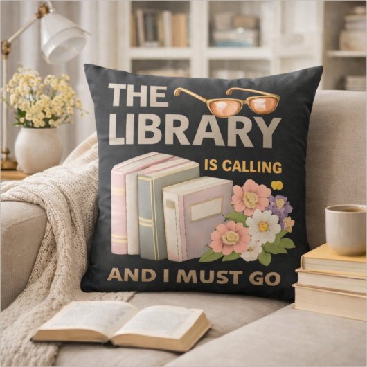 THE LIBRARY IS CALLING AND I MUST GO  クッション
