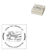「The Library Of」| シンプルリーフ モダン ブック ラバースタンプ (押印)
