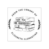 「The Library Of」| シンプルリーフ モダン ブック ラバースタンプ (インプリント)