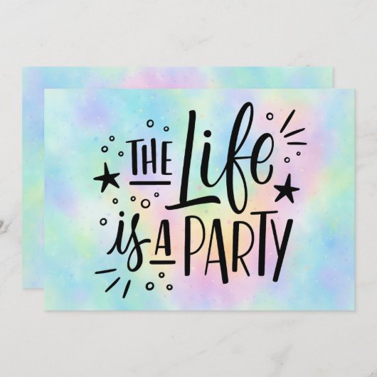 "The Life Is a Party" Celebration Invitation – Fun 招待状 (正面/裏面)